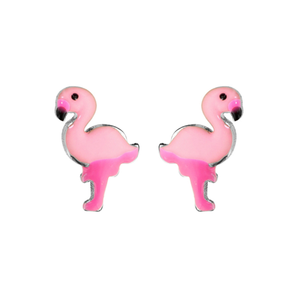 Boucles d'oreilles Argent 925 Flamant Rose 