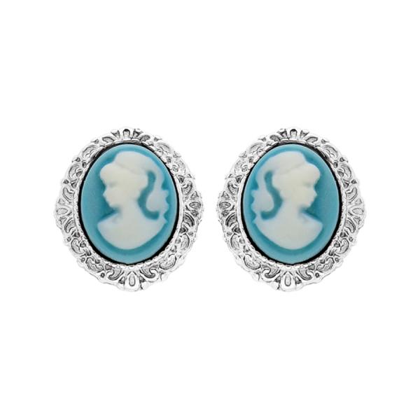 Boucles d'oreilles Argent 925 Camé Bleu