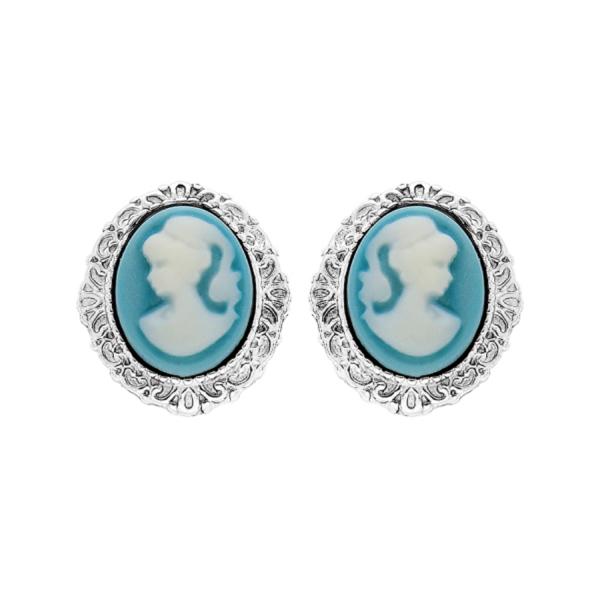 Boucles d'oreilles Argent 925 Camé Bleu