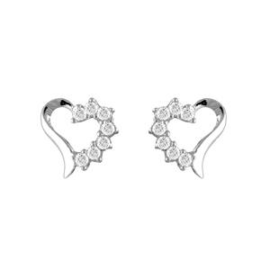 Boucles d'oreilles Argent 925 et Zirconium Coeur Evidé