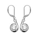 Boucles d'oreilles Argent 925 Dormeuse Zirconium Serti Rond Blanc