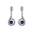 Boucles d'oreilles Argent 925 Pendante Zirconium Bleu