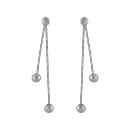 Boucles d'oreilles Argent 925 Double Chaines Boules