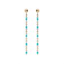 Boucles d'oreilles Tige Argent 925 Dorure Jaune Olives Résine Turquoise
