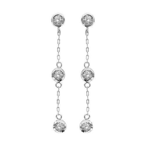 Boucles d'oreilles Argent 925 Triple Zirconium Sertis Clos