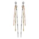 Boucles d'oreilles Argent 925 Triple Chaines Cylindres Jaune Gris Rose