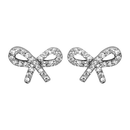 Boucles d'oreilles Argent 925 et Zirconium Blanc Motif Noeud