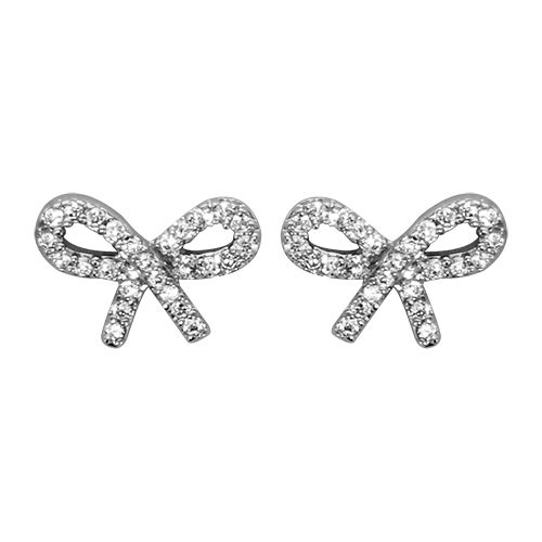 Boucles d'oreilles Argent 925 et Zirconium Blanc Motif Noeud