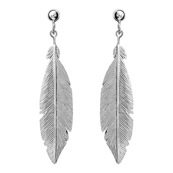 Boucles d'oreilles Argent 925 Grande Plume