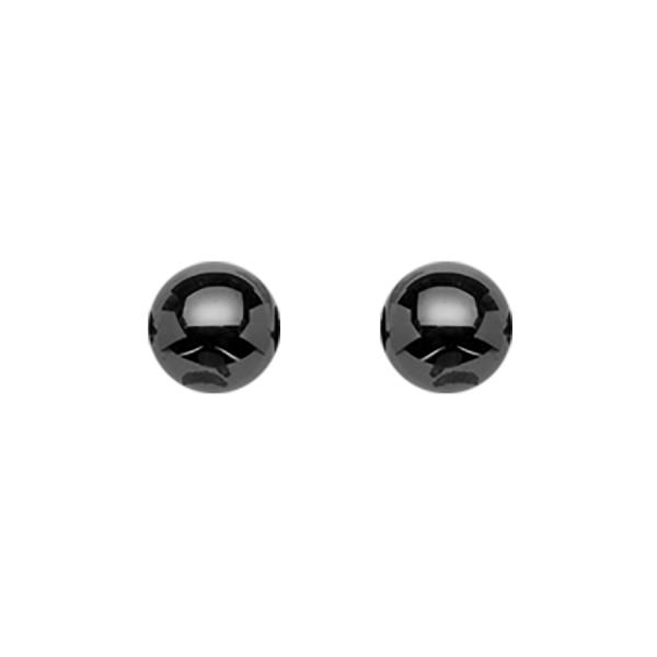 Boucles d'oreilles Argent 925 Boule Céramique Noire 6 mm