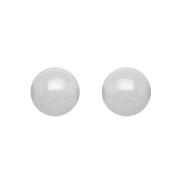 Boucles d'oreilles Argent 925 Boule Céramique Blanche 8 mm