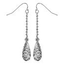 Boucles d'oreilles Argent 925 Chainette Boules avec Goutte Diamantée