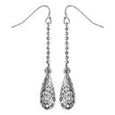 Boucles d'oreilles Argent 925 Chainette Boules avec Goutte Diamantée