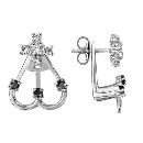 Boucles d'oreilles Argent 925 Double avec 2 Arceaux Zirconium Noir 