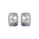 Boucles d'oreilles Argent 925 Nacre Blanche Zirconium Pastel