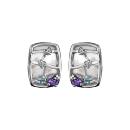 Boucles d'oreilles Argent 925 Nacre Blanche Zirconium Pastel