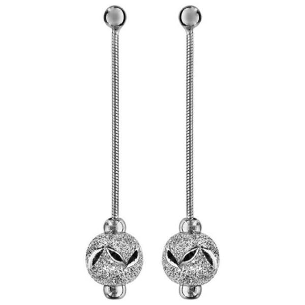 Boucles d'oreilles Argent 925 Longues Boule Diamanté Feuilles