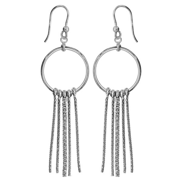 Boucles d'oreilles Argent 925 Anneau Multi-Fils Zirconium Blancs