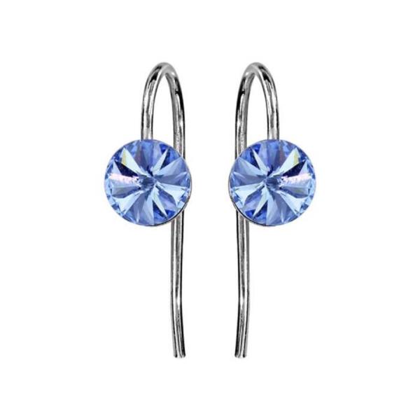 Boucles d'Oreilles Argent 925 Crochet Cristal Bleu Ciel