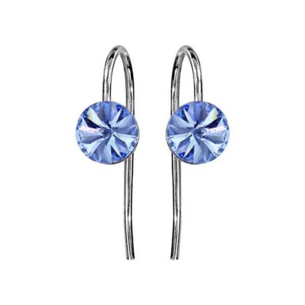 Boucles d'Oreilles Argent 925 Crochet Cristal Bleu Ciel