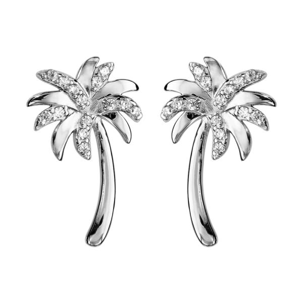 Boucles d'oreilles Argent 925 Palmier Zirconium Sertis