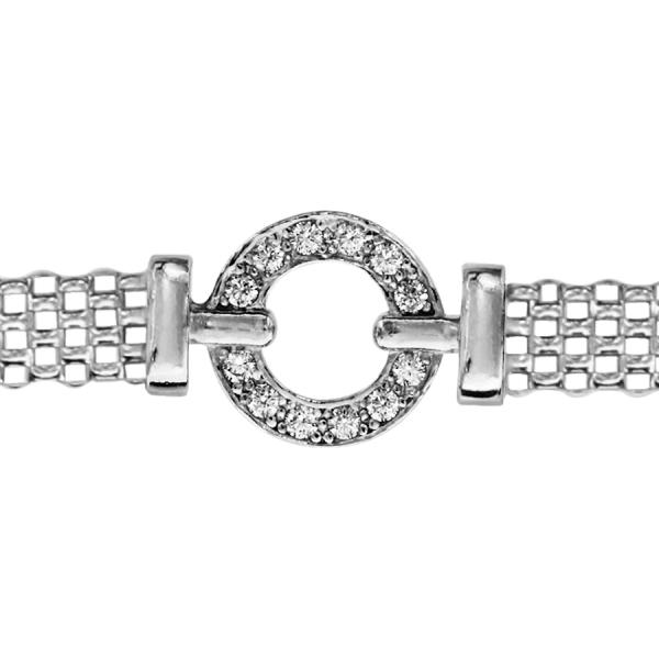 Bracelet Argent 925 Maille Milanaise Motif Cercle avec Zirconium