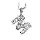 Collier + Pendentif Argent 925 et Zirconium Lettre M