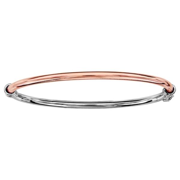 Bracelet Argent 925 et Dorure Rose Jonc Ovale Articulé