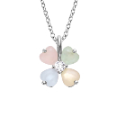 Collier Argent 925 Fleur Verre Opaque Pastel