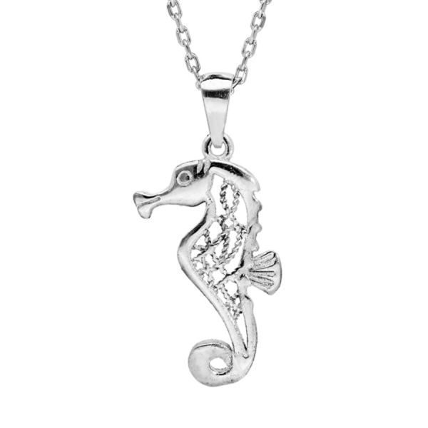 Collier Argent 925 Pendentif Hippocampe