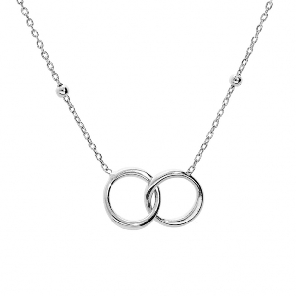 Collier Argent 925 Double Cercle Entremêlé