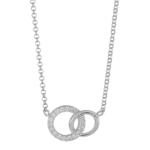 Collier Argent 925 et Zirconium Blanc 2 Cercles Entremelés