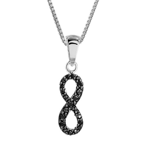 Collier Argent 925 et Zirconium Serti Noir Symbole Infini