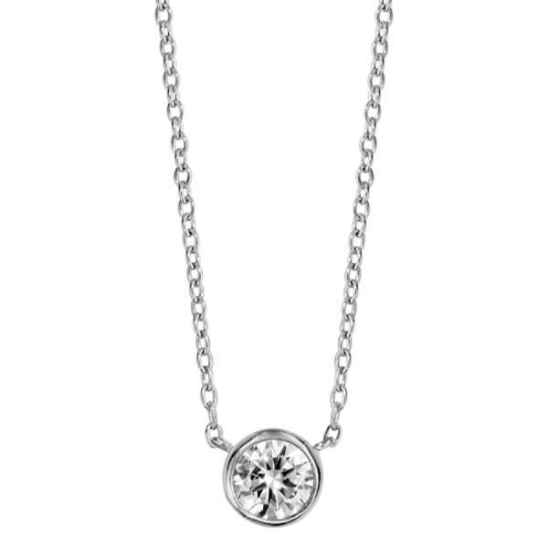 Collier Argent 925 Solitaire Serti Clos 5 mm