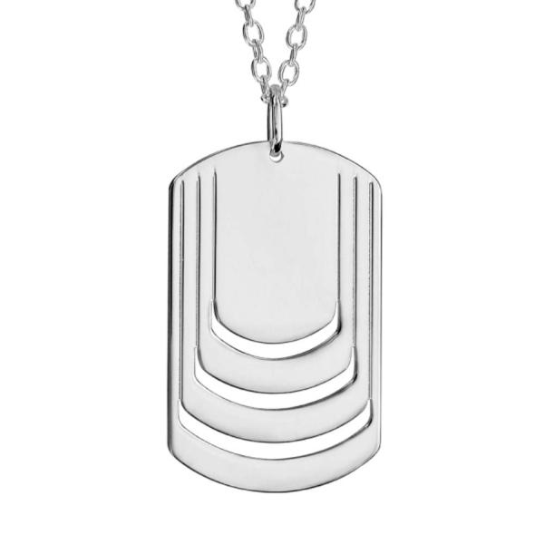 Collier Argent 925 Massif Passivé Plaque GI 4 Prénoms