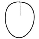 Collier Cordon Cuir Noir + Fermoir Argent 925 3 mm 