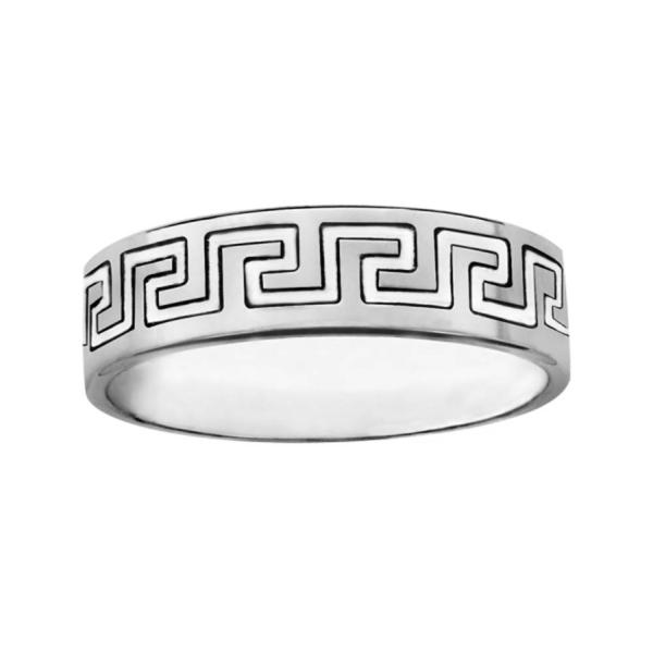 Bague Alliance Argent 925 Ruban 6 mm Motif Grec à gravée