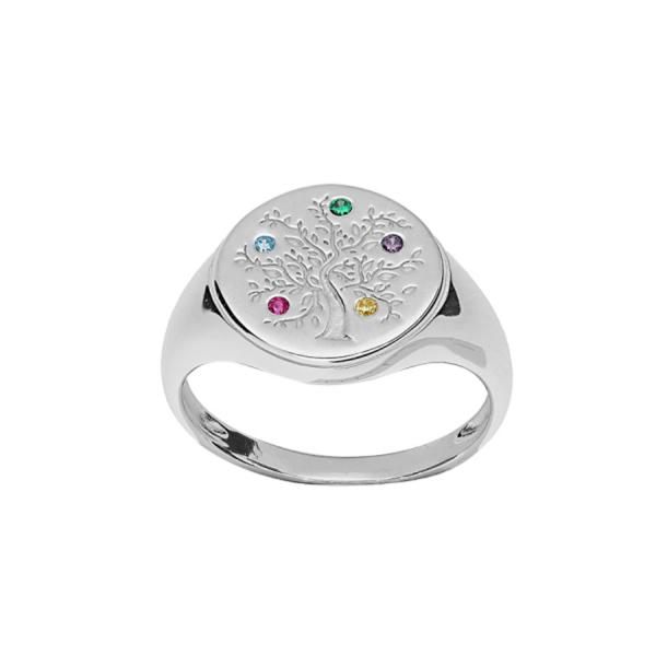 Bague Argent 925 Arbre de Vie 5 Zirconium Couleurs