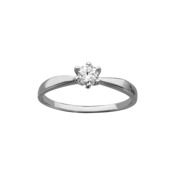 Bague Argent 925 Solitaire Zirconium 5 mm 6 Griffes