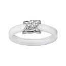 Bague Argent 925 Anneau Céramique Blanche Croisillons Zirconium Sertis