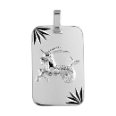 Pendentif Argent 925 Plaque Militaire Diamantée Zodiaque Capricorne