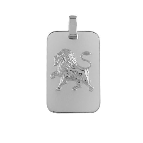 Pendentif Argent 925 Zodiaque Plaque GI Lion