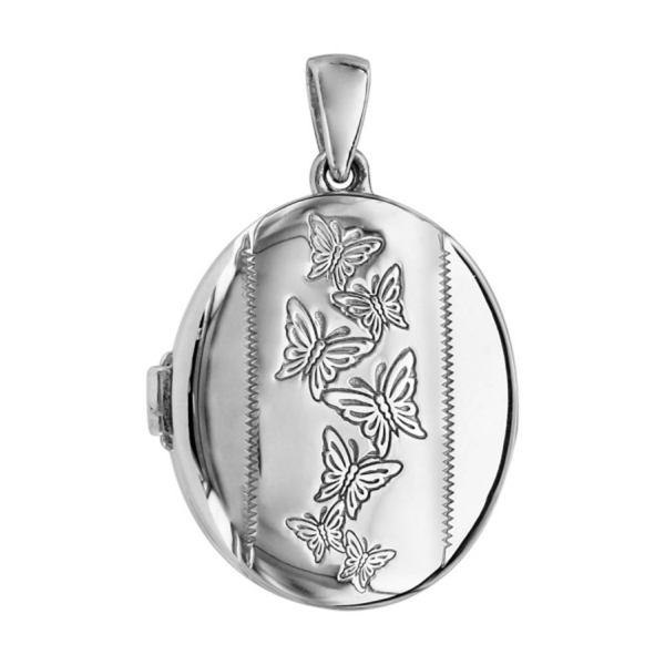 Pendentif Argent 925 Cassolette Ovale Papillon 20 mm à Graver