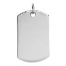 Pendentif Argent 925 Plaque Militaire GI Pans Arrondis 45 x 24 mm