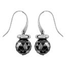 Boucles d'oreilles Acier 316 L Crochet Boule Céramique Faceté Noire