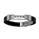 Bracelet Acier 316 L et Caoutchouc Motif Grec Noir 