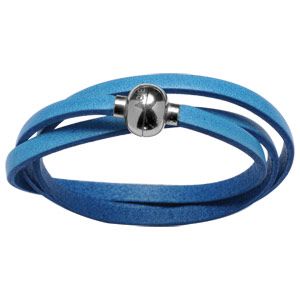 Bracelet Acier 316 L Boule Aimantée Cuir Bleu