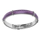 Bracelet Acier 316 L et Cuir Semi-Rigide Boules Violet