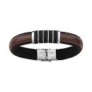 Bracelet Acier 316 L Cuir Marron avec Cordes 20 cm