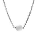 Collier Sautoir Acier 316 L 5 Boules Nacre Blanc 110 cm